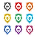 Lion shield logo icon, color set Royalty Free Stock Photo