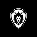 Lion Shield Logo isolated on dark background Royalty Free Stock Photo