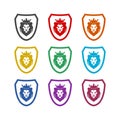 Lion shield luxury logo color icon set isolated on white background Royalty Free Stock Photo