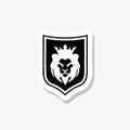 Lion shield symbol sticker isolated on gray background Royalty Free Stock Photo