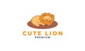 Lion sleep  cute  cartoon  logo icon vector illustration Royalty Free Stock Photo