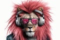 Lion Smilecore Middle Shot In Punk Jamcore. Generative AI Royalty Free Stock Photo