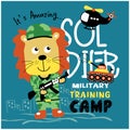 Lion the soldier funny animal cartoon