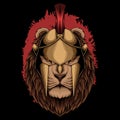 Lion sparta helmet vector illustration
