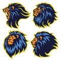 Lion Sport Logo Mascot Set Premium Collection Vector Illustration Template