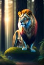 A lion standing on a rock - Ai Generated