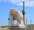 Lion Statue on the Bridge over the Matanzas River in the Old Town of St. Augustine, Florida Royalty Free Stock Photo