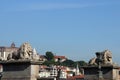 Lion statue on Chain bridge Budapest Royalty Free Stock Photo