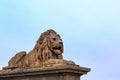 Lion statue at the Chain bridge, Budapest, Hungary Royalty Free Stock Photo