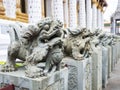 Lion Statue Chinese Art in Thai Temple Royalty Free Stock Photo