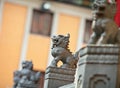 Lion statue in Chinese Temple Royalty Free Stock Photo