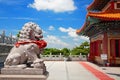 Lion statue in Chinese temple Royalty Free Stock Photo