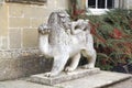 Lion statue at Croft Castle in Yarpole, Leominster, Herefordshire, England, Europe