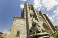 Lion statue in front of Catedral de Ã¯Â¿Â½vila Ã¯Â¿Â½ Ã¯Â¿Â½vila Cathedra, Cathedral of Avila, the oldest Gothic church in Spain in the old