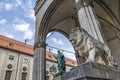 Lion Statue in front of Feldherrnhalle at the Odeonsplatz, Munich