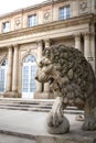 Lion statue in front of Monrepos Castle