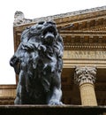 Lion statue in front of Teatro Massimo, Palermo Royalty Free Stock Photo