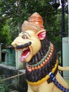 Lion statue guarding Shiva temple