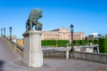 Lion Statue Guarding Stockholm Parliament