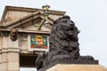 Rochester Bridge, A Lion statue guards each end of the Old Rochester Bridge. England UK. Royalty Free Stock Photo