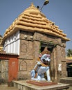 Lion statue guardSingdwara in front of the entrance of famous Jagannath Puri temple in India Royalty Free Stock Photo