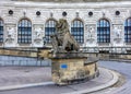 Lion statue at Hofburg palace on Heldenplatz square in Vienna, Austria Royalty Free Stock Photo