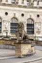 Lion statue at Hofburg palace on Heldenplatz square in Vienna, Austria