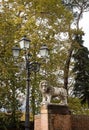 Lion statue in Lucca Tuscany Italy