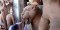 Lion statue making during navratri festival