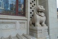 Lion statue, near the headquarters building of the Hongkong Banking Corporation in the city of Hong Kong, china