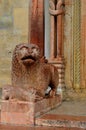 Lion statue outside the cathedral on Piazza Grande Modena Italy Royalty Free Stock Photo