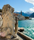 Lion statue in Perast Royalty Free Stock Photo