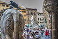 Lion statue in Piazza della Signoria seen from the back Royalty Free Stock Photo