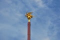 Lion statue in Piazza San Marco on blue sky background, Venice, Italy. This place is a tourist attraction o Royalty Free Stock Photo