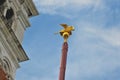 Lion statue in Piazza San Marco on blue sky background, Venice, Italy. This place is a tourist attraction o Royalty Free Stock Photo