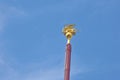 Lion statue in Piazza San Marco on blue sky background, Venice, Italy. This place is a tourist attraction o Royalty Free Stock Photo