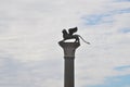 Lion statue in Piazza San Marco on blue sky background, Venice, Italy. This place is a tourist attraction o Royalty Free Stock Photo