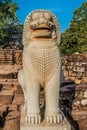 Lion statue portrait Angkor Thom Royalty Free Stock Photo