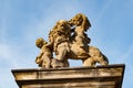 Lion statue with prince boys, stone gate Royalty Free Stock Photo