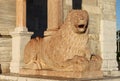 Lion statue in Saint Cyriacus cathedral Royalty Free Stock Photo