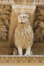 Lion statue at the Santa Croce baroque church in Lecce Royalty Free Stock Photo