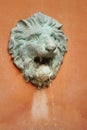 Lion statue spitting water at the park Royalty Free Stock Photo