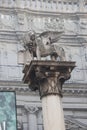 Lion statue of St Mark, Erbe square, Verona.