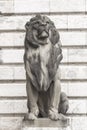 Stone lion near the parliament building in Budapest