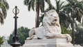 Lion statue in VIctoria Memorial Hall in Kolkata, India. Royalty Free Stock Photo