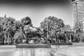 Lion statues of Columbus Monument, Barcelona, Catalonia, Spain Royalty Free Stock Photo