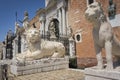 Lion statues at the gates of Arsenal, Venice, Italy Royalty Free Stock Photo