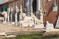 Lion statues at the Porta Magna at the Venetian Arsenal Royalty Free Stock Photo