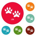 Lion step icons circle set vector