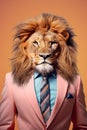 Lion in a suit business concept, where the majestic meets the corporate realm.